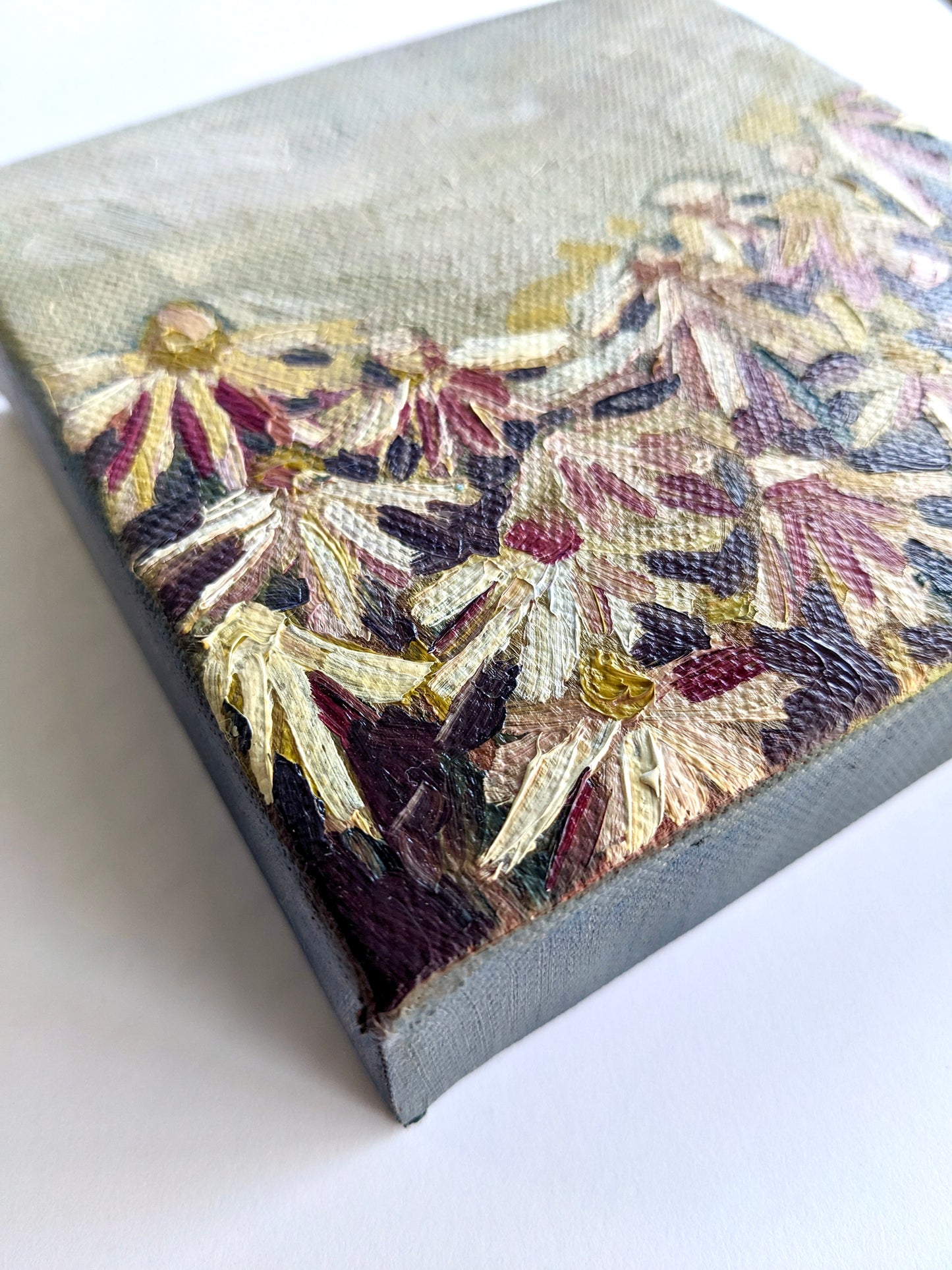“Rainy Day Daisies” - 5x5 Original Oil Paint