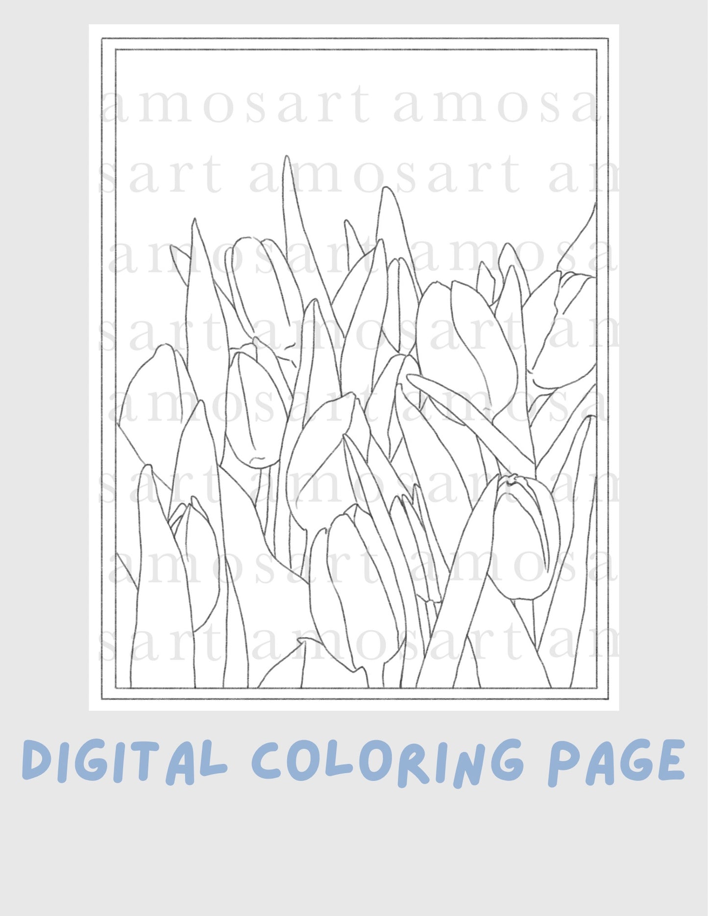 Spring Florals Digital Coloring Page