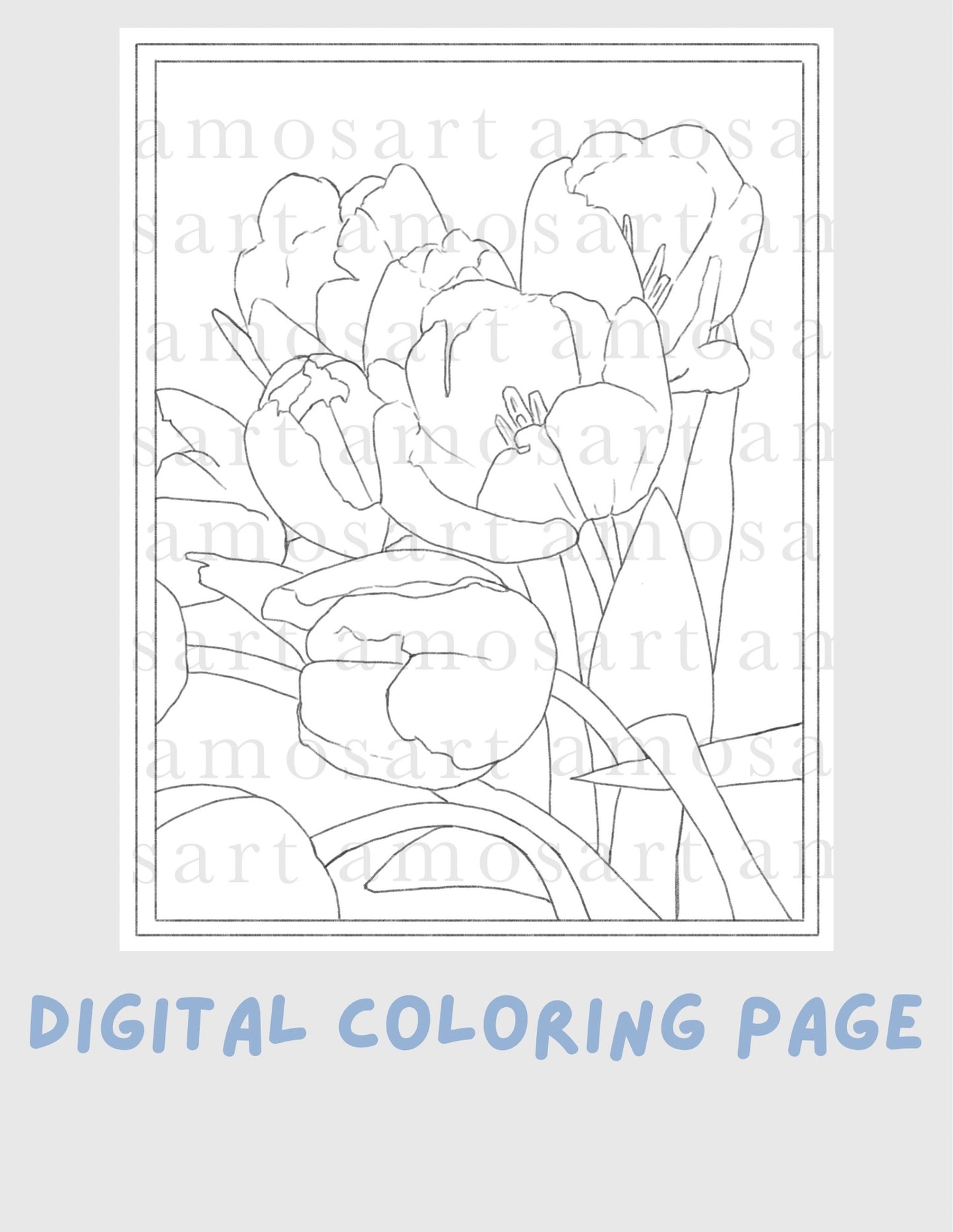 Spring Florals Digital Coloring Page