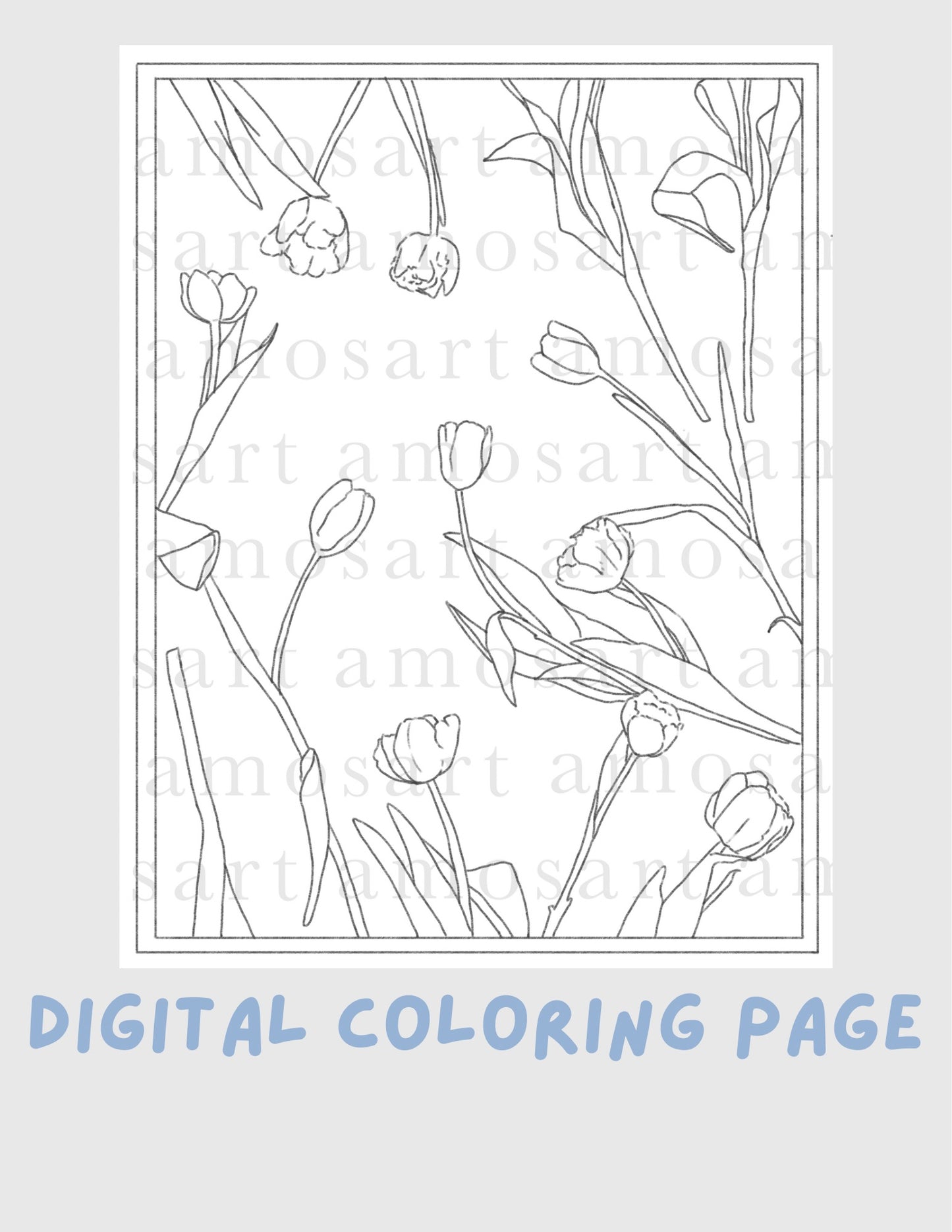 Spring Florals Digital Coloring Page
