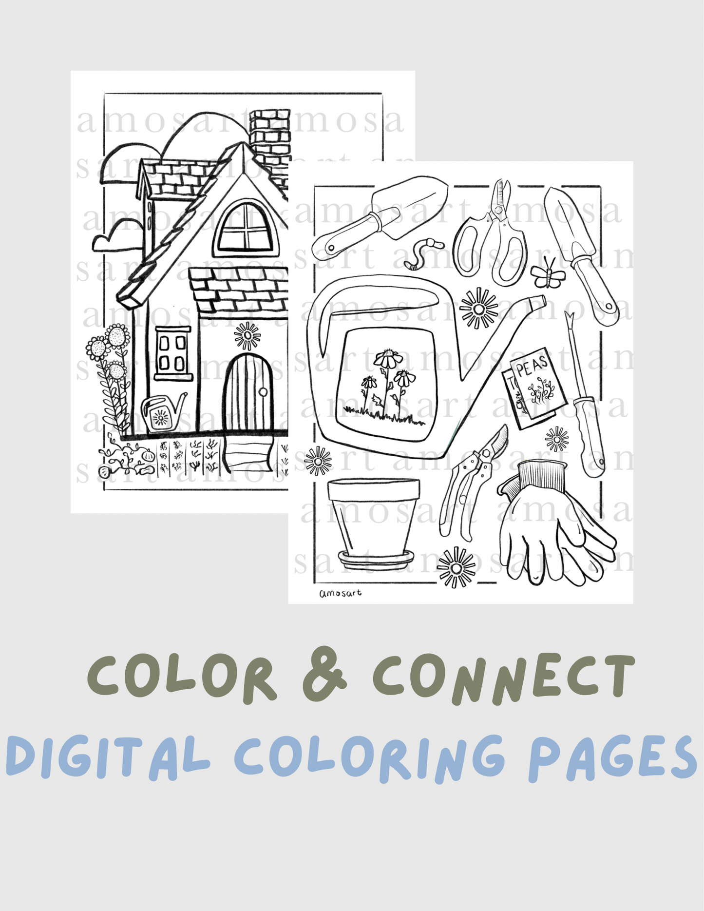 FREE Color & Connect coloring pages - Gardening