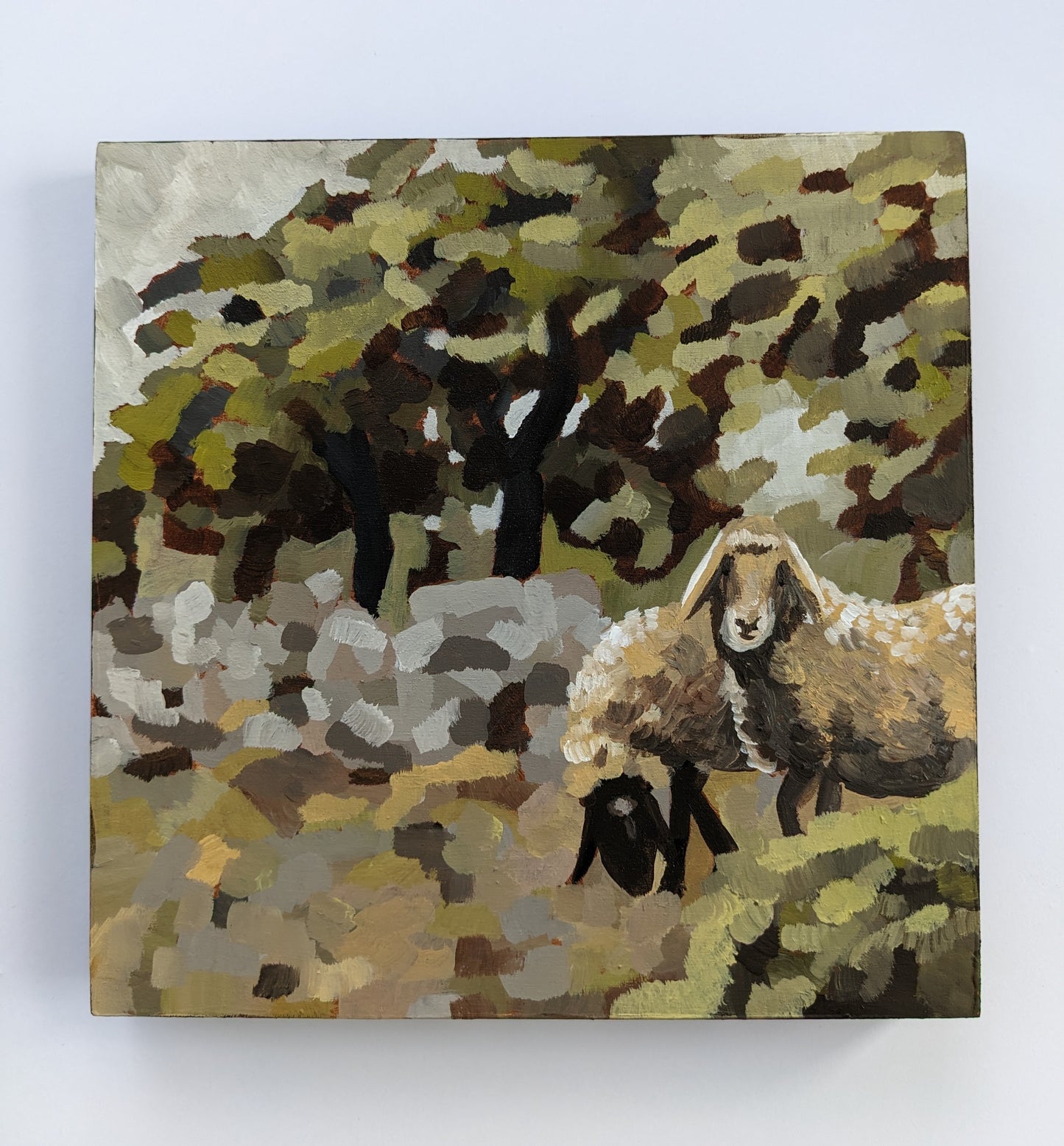 ”Camo Sheepies” - 8x8 Original Acrylic Painting