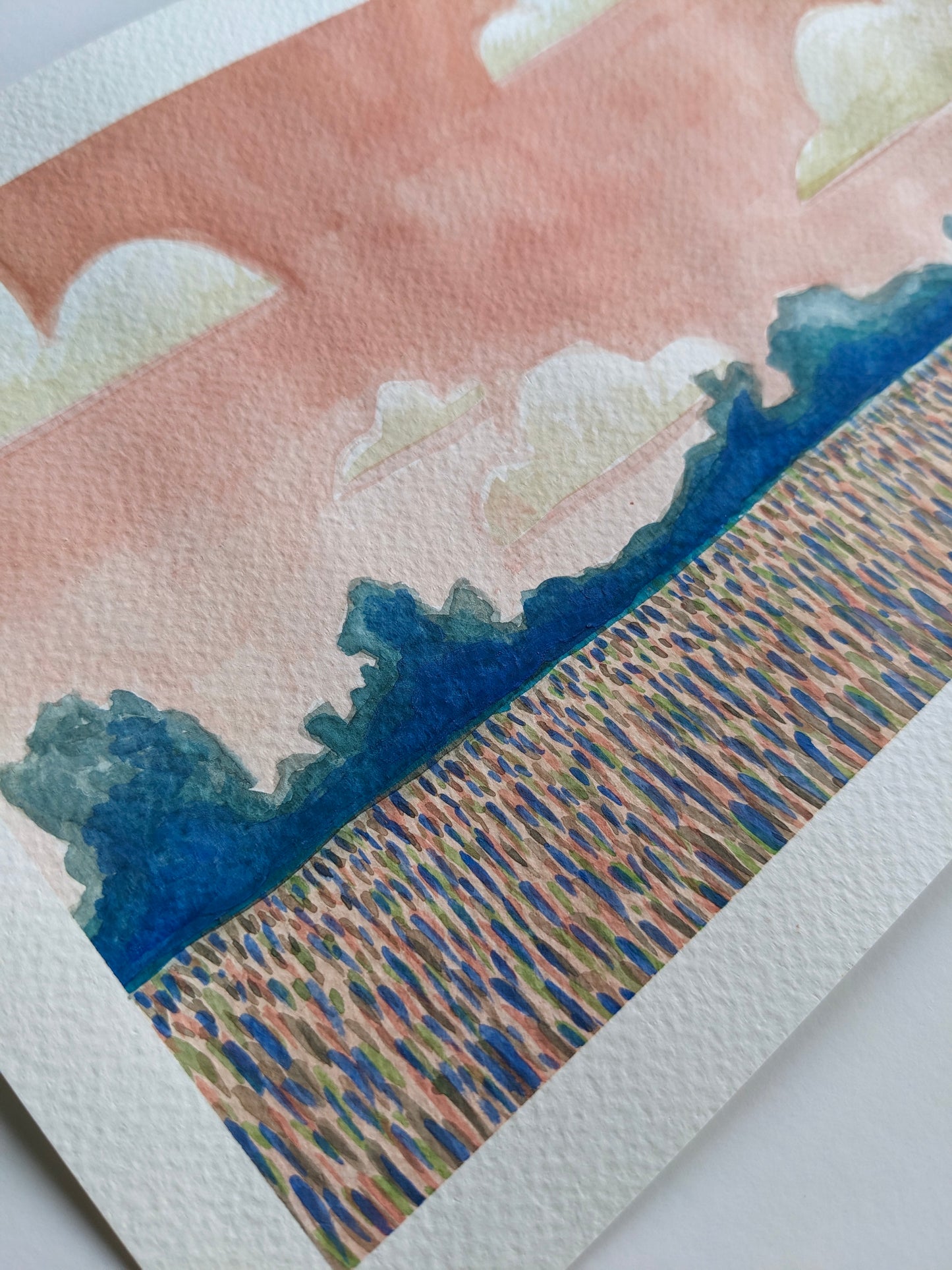 “Peach Sunset” - 7x10 Watercolor Painting