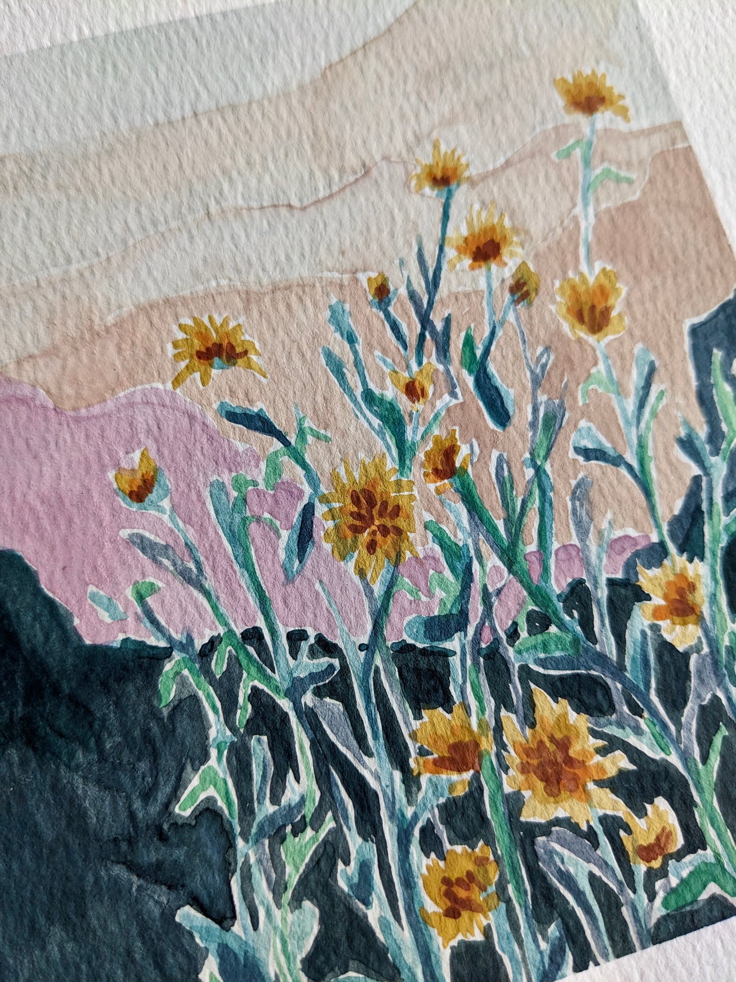 “Mountain Flowers” - 8x8 Watercolor Painting