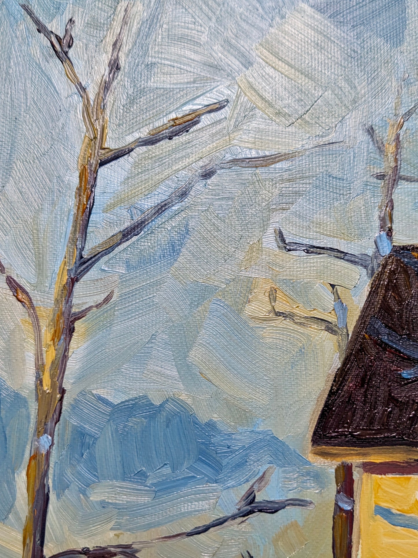 “House at Dawn” - 16x16 Original Oil Painting