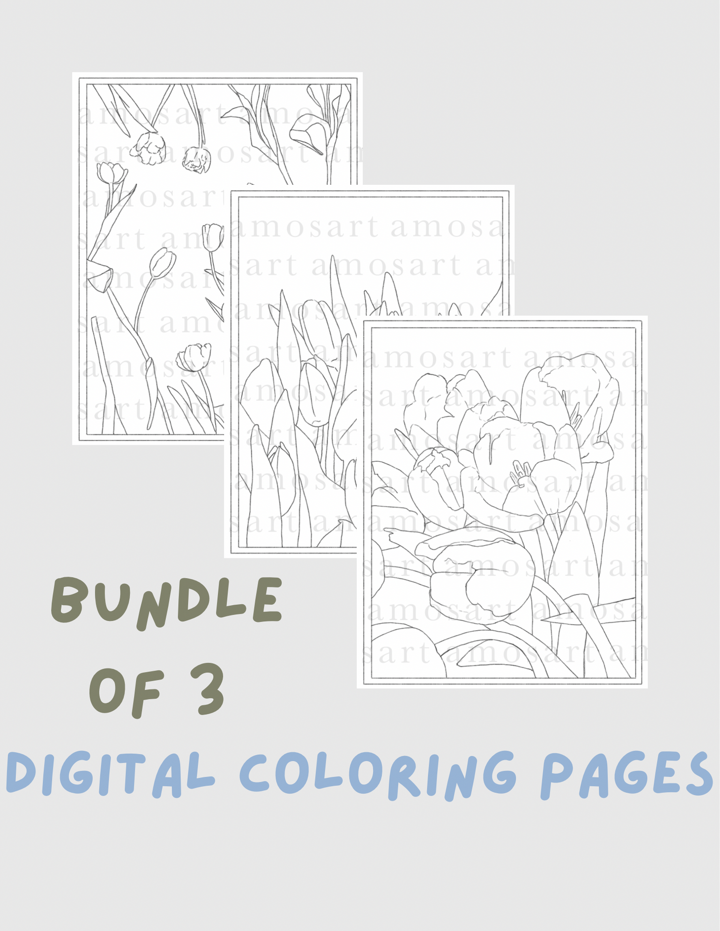 BUNDLE - Spring Florals Digital Coloring Pages