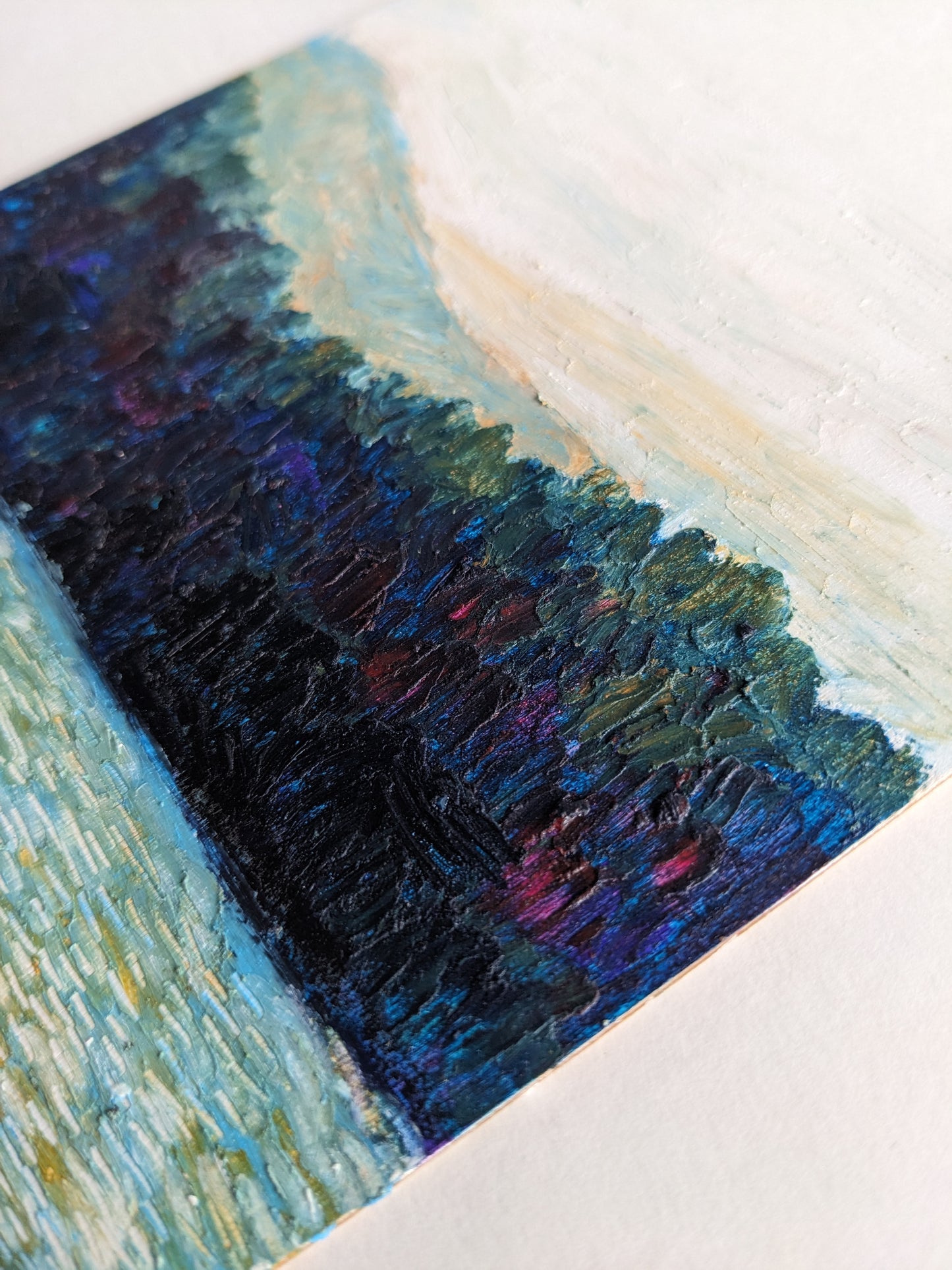 “Shallow Waters, Deep Forests” - 5x5 Original Oil Pastels
