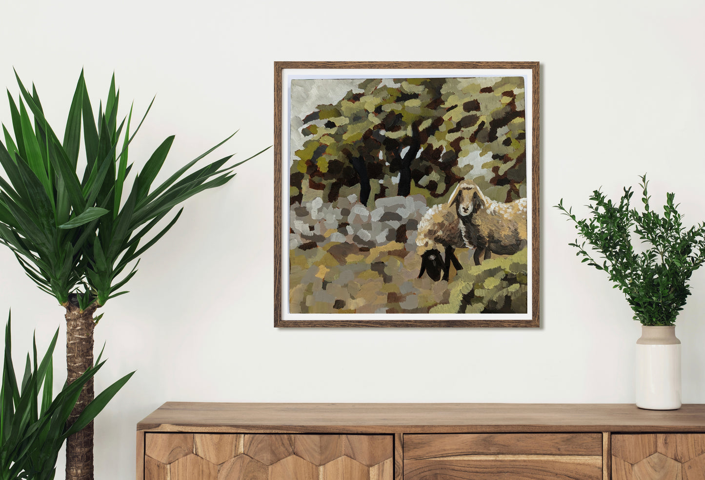 ”Camo Sheepies” - 8x8 Original Acrylic Painting