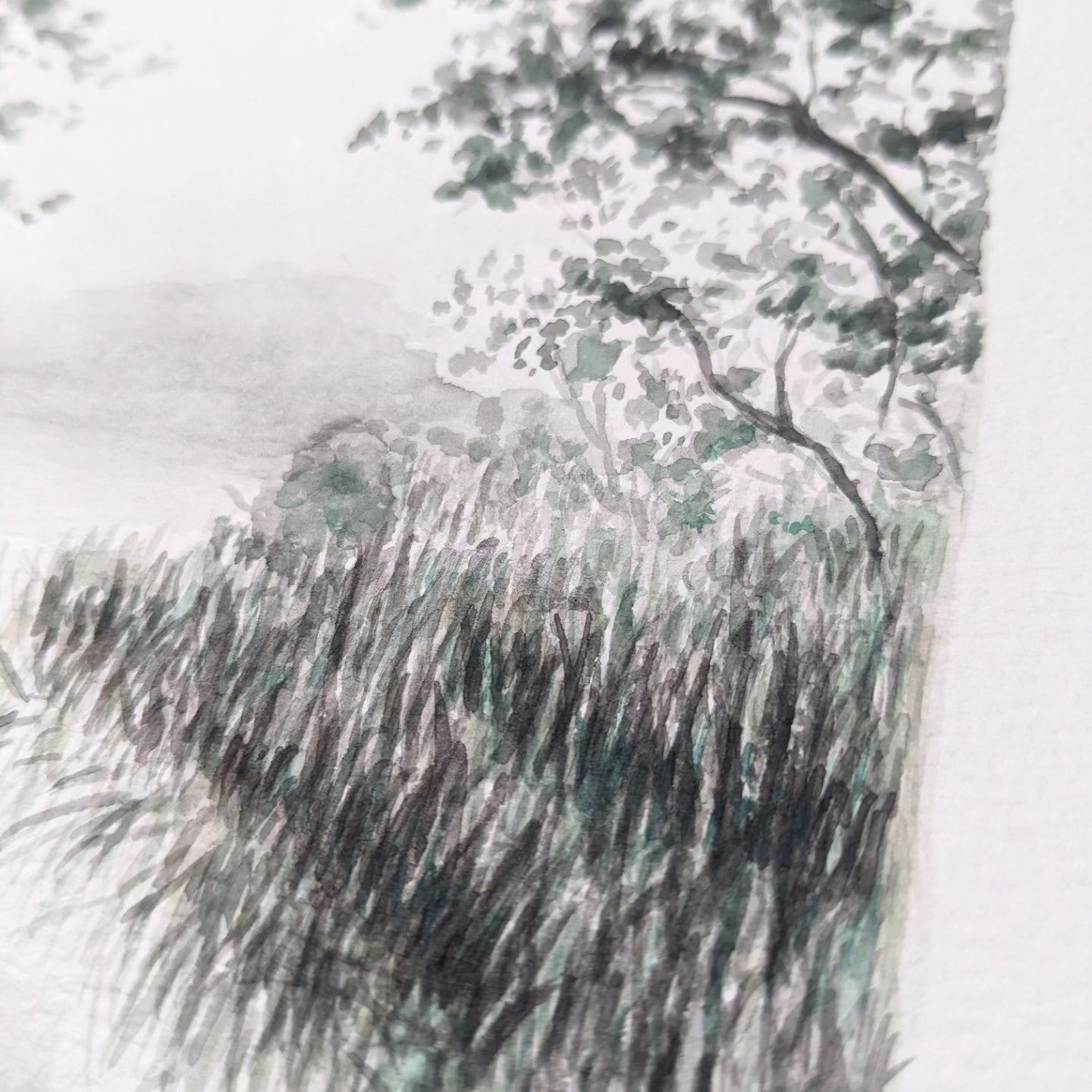 "The Que" - 6x6 Original watercolor painting