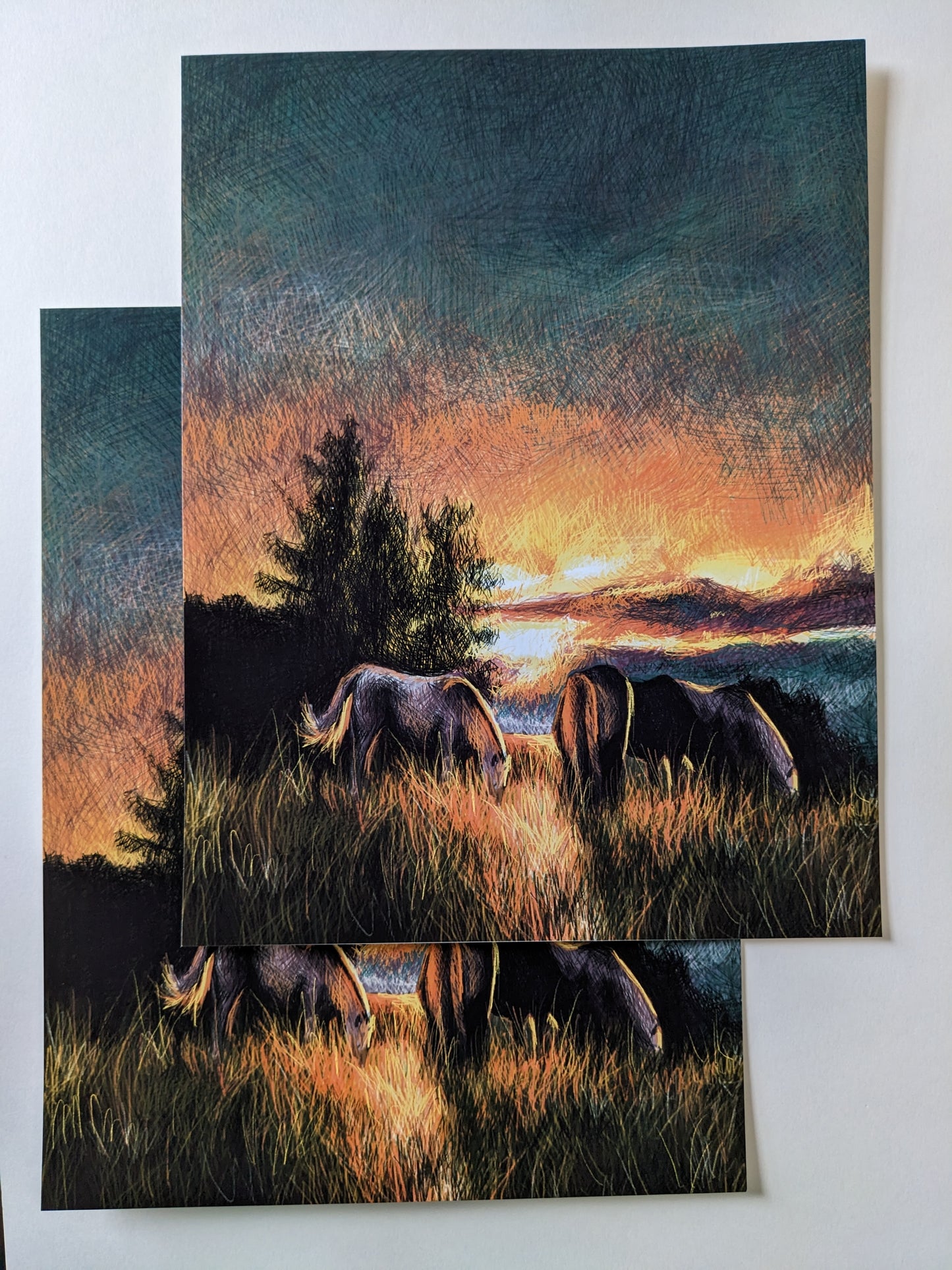 “Horse Sunset” - 9” x 11” Digital Art Print
