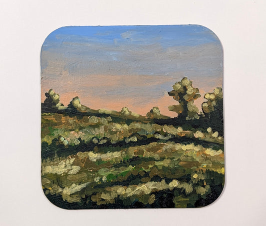 “Peachy Sunset” - 5x5 Original Oil Painting