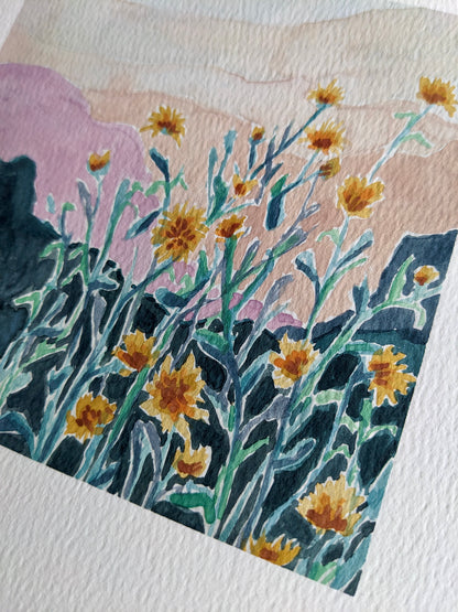 “Mountain Flowers” - 8x8 Watercolor Painting