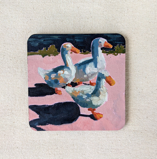 “Creekside Ducks” - 4x4 Original Oil Painting