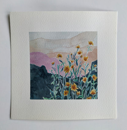 “Mountain Flowers” - 8x8 Watercolor Painting