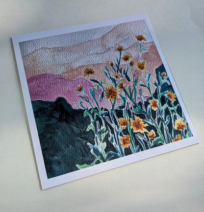 “Mountain Flowers” - 6” x 6” Art Print