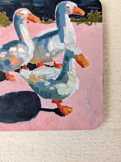 “Creekside Ducks” - 4x4 Original Oil Painting