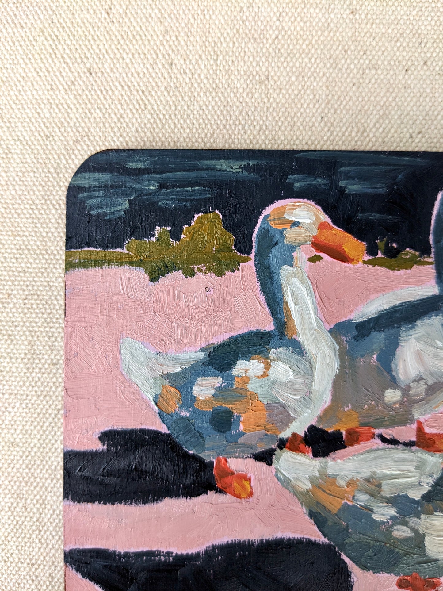 “Creekside Ducks” - 4x4 Original Oil Painting