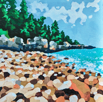 “Maine Shores” - 4x4 Original Acrylic Painting