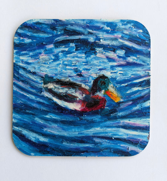 “Mallard” - 5x5 Original Oil Pastels