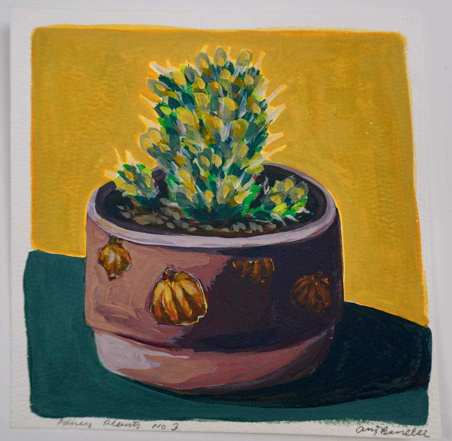 “Fancy Plants No 3” - 6x6 Guache Painting