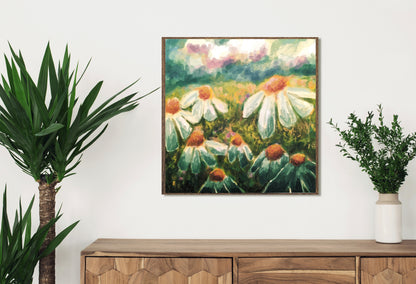 “Daisies and Sky” - 9” x 9” Digital Art Print