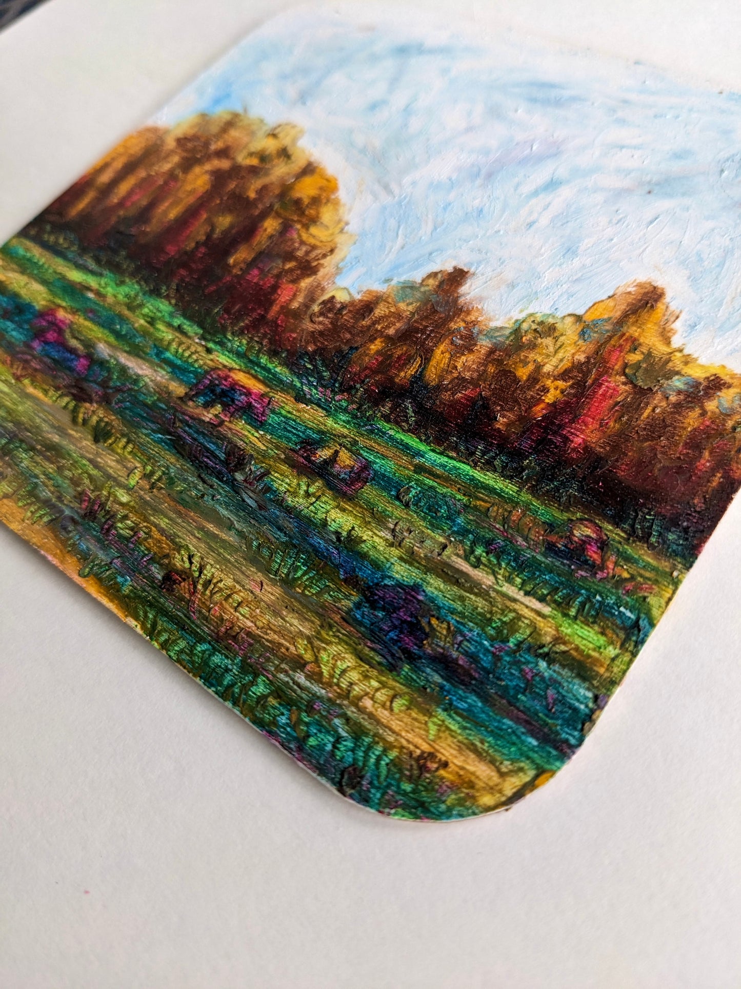 “Cows, com-aaahhhhnn” - 5x5 Original Oil Pastels