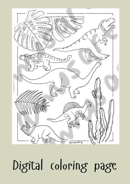 Color & Connect coloring pages - Dinosaurs and Archeology