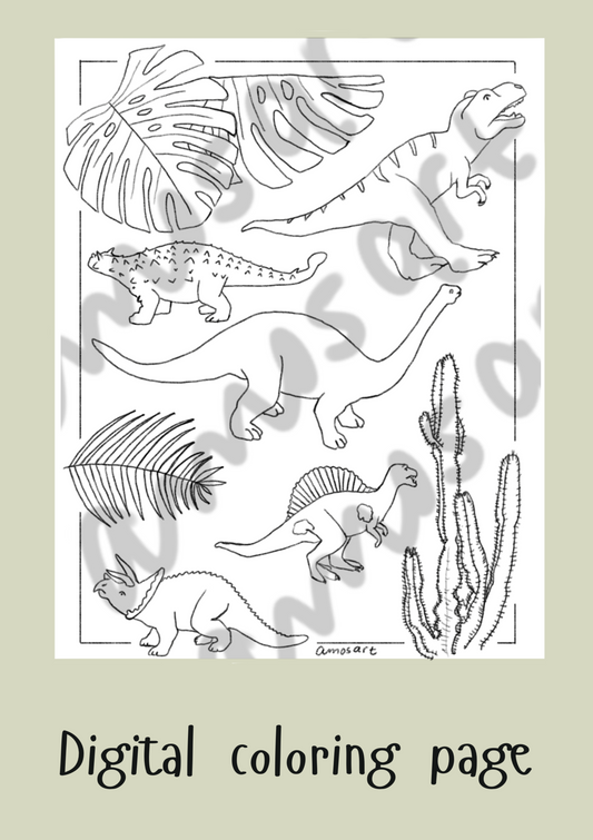 Color & Connect coloring pages - Dinosaurs and Archeology