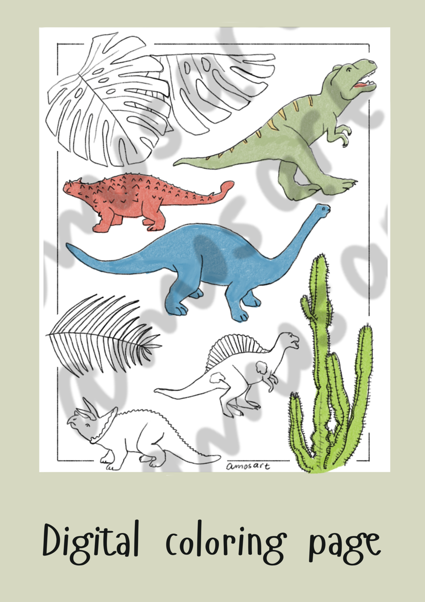 Color & Connect coloring pages - Dinosaurs and Archeology