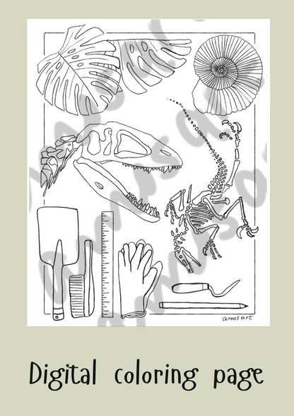 Color & Connect coloring pages - Dinosaurs and Archeology