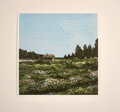 "Home on a Hill” - 6x6 Acrylic Painting Print