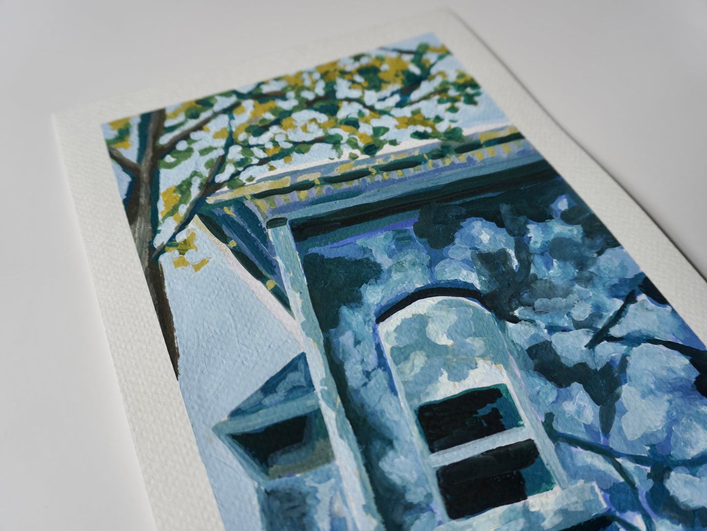 “Blue Brick Shadows” - 7x10 Original Gouache Painting