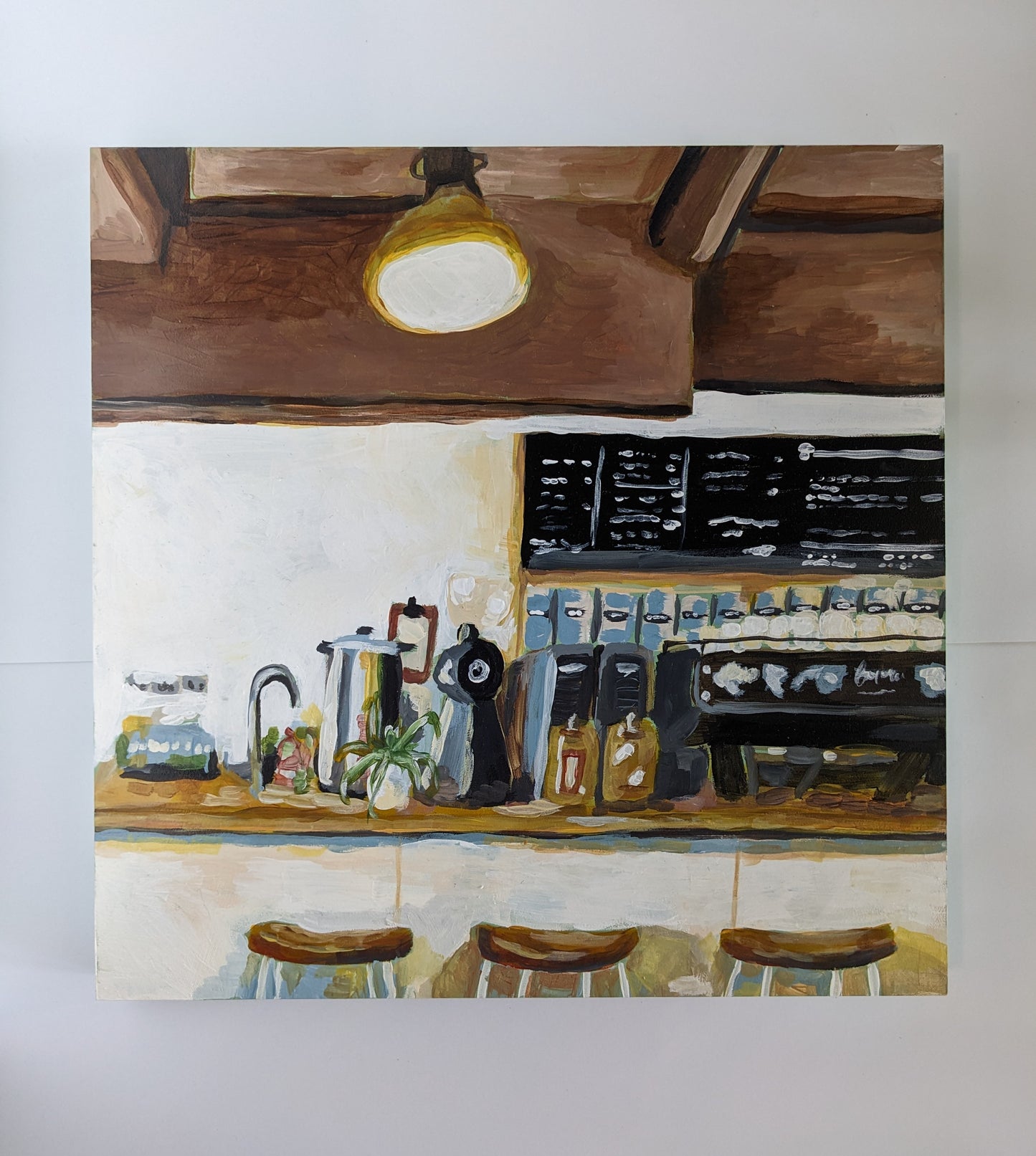 "Ah yes, Coffee" - 12x12 Original Acrylic Painting